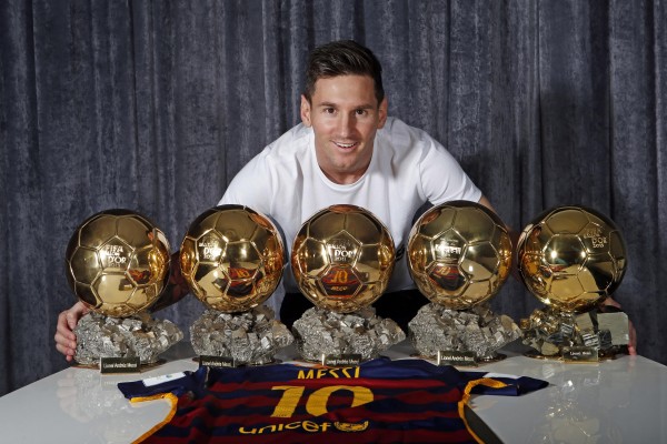 Messi e suas cinco Bolas de Ouro
