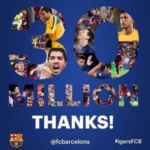 Barça, 30M no Instagram