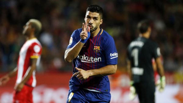 Suárez, comemorando um gol pelo Barça