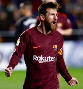 Messi, comemorando um gol