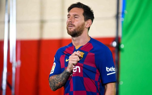 Messi, durante a apresentação da camisa do Barça