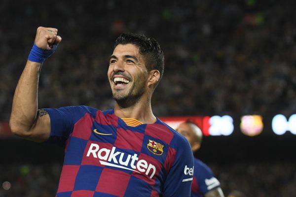 Suárez, celebrando o gol contra o Sevilla